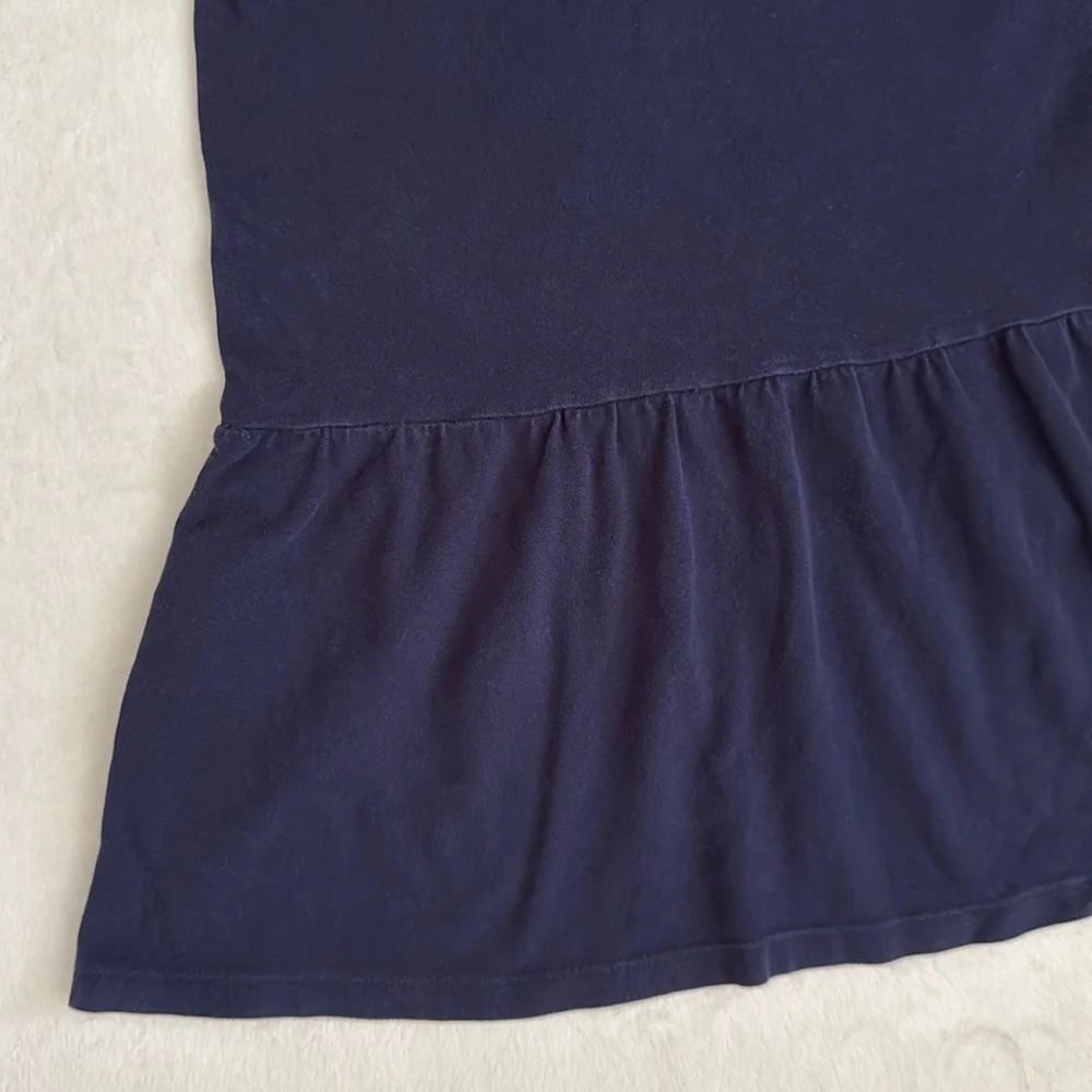 Gucci | Heart Patch Stripe Knit Collar Short Sleeve Pique Polo Dress Navy Blue 8 - Picture 14 of 16